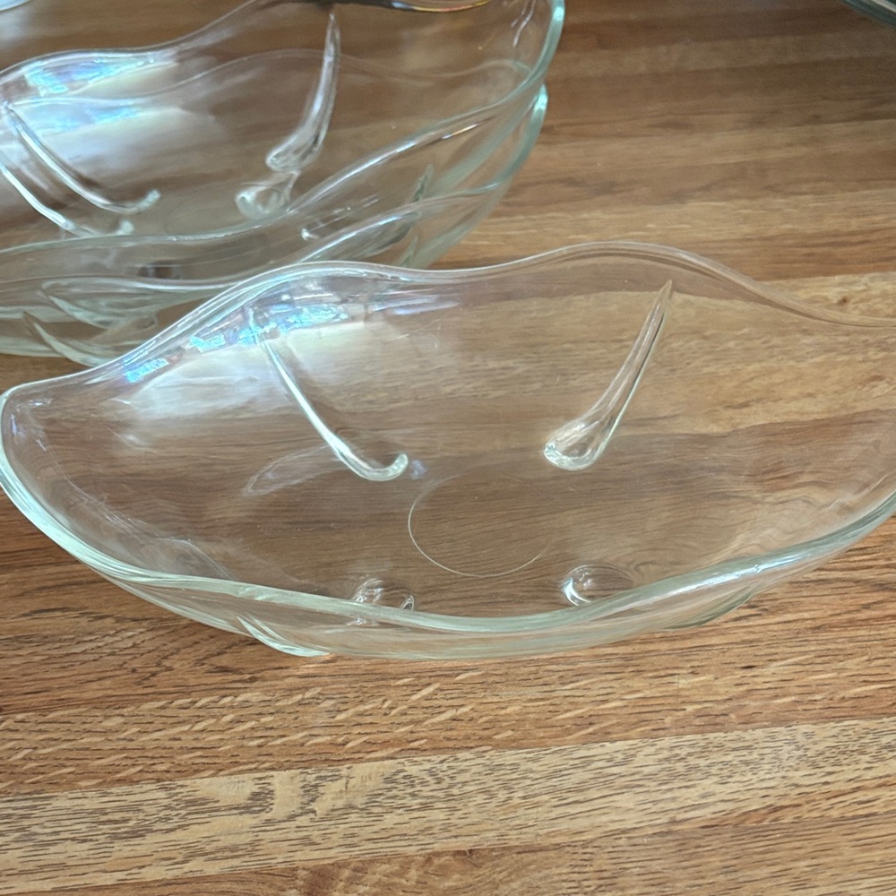Vintage Glass Oval Serving Bowls - Set of 3